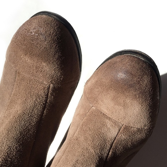 Vince Camuto Taupe Brown Gray Suede Leather Greyson Zip Ankle Booties Boots - Picture 3 of 7